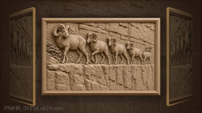 Mountain rams on narrow path 3d STL model