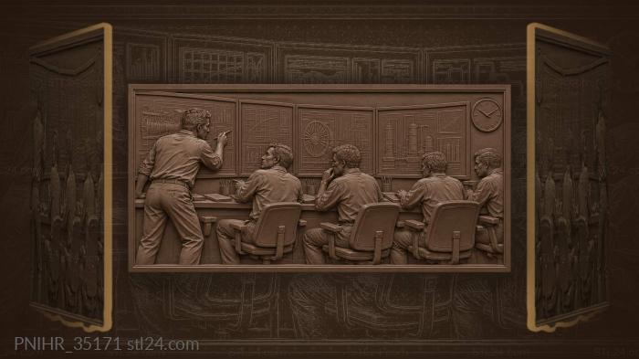 Engineers at control console work 3d STL model
