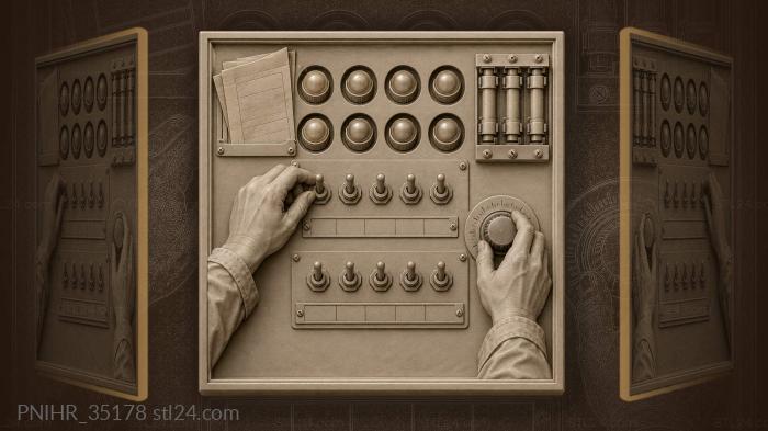 Hand activates row of toggle switches 3d STL model