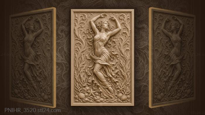 Ocean goddess with starfish rocks 3d STL model
