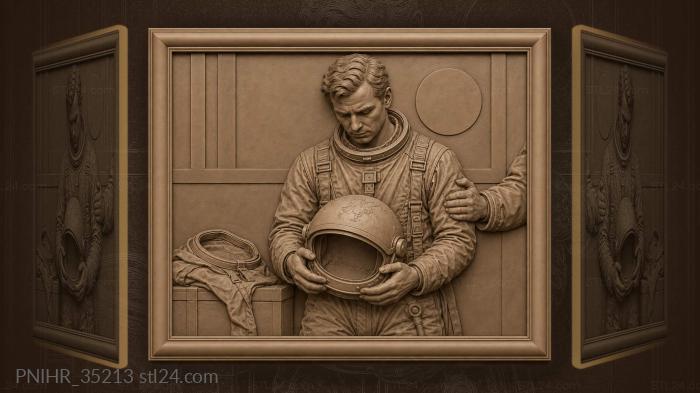 Astronaut’s quiet moment with helmet 3d STL model