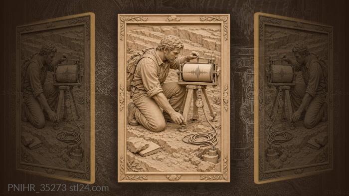 Seismologist at work remote mountains 3d STL model