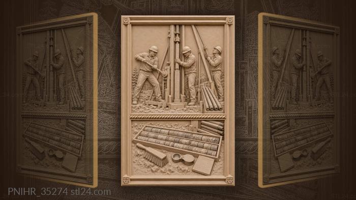 Drillers raise a core sample 3d STL model