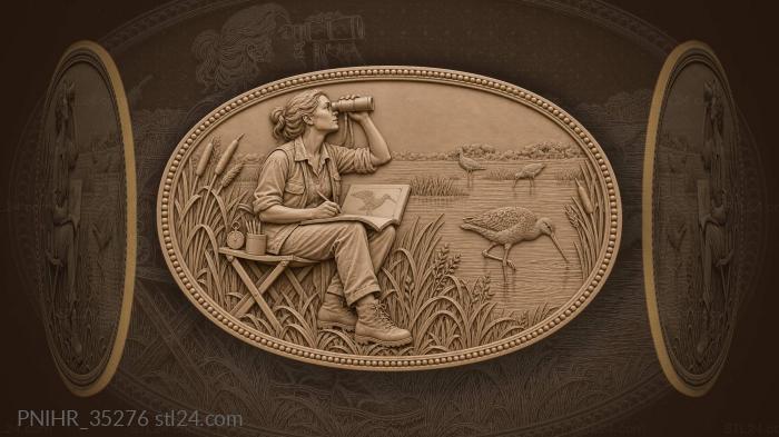 Birdwatcher with binoculars and wader 3d STL model