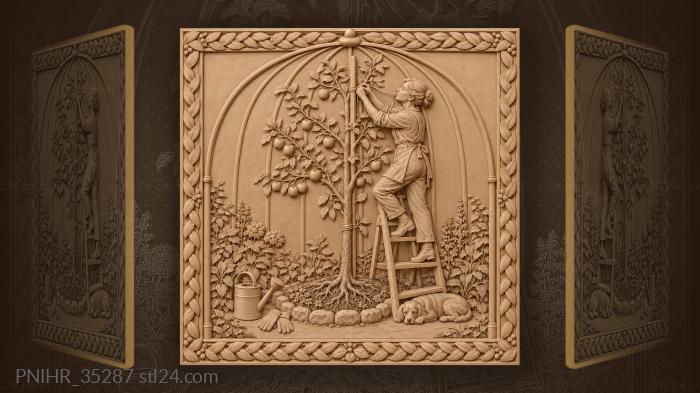 Apple tree tying gentle garden scene 3d STL model