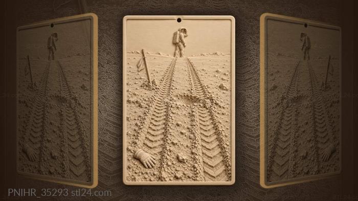 Wayfarer crosses dusty ruts beside scroll 3d STL model
