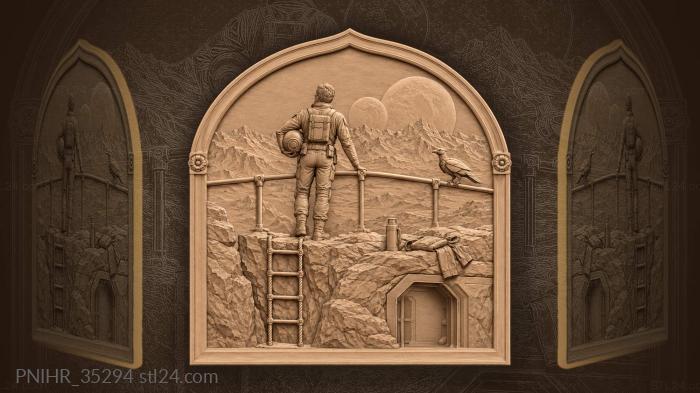 Lunar vista with lone explorer 3d STL model
