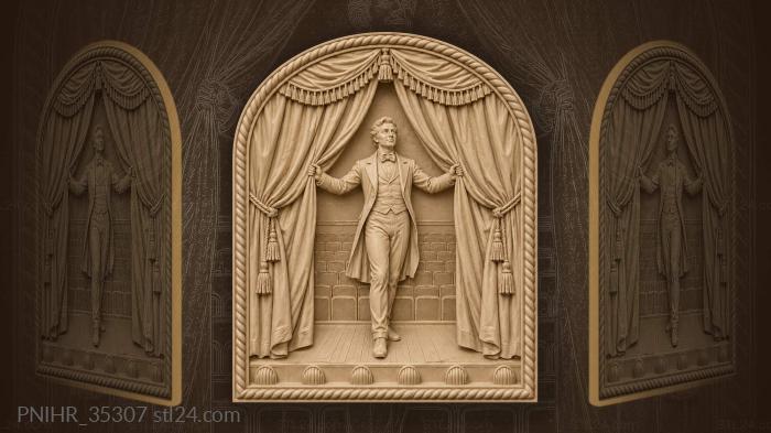 Theatre curtains parting for performer 3d STL model