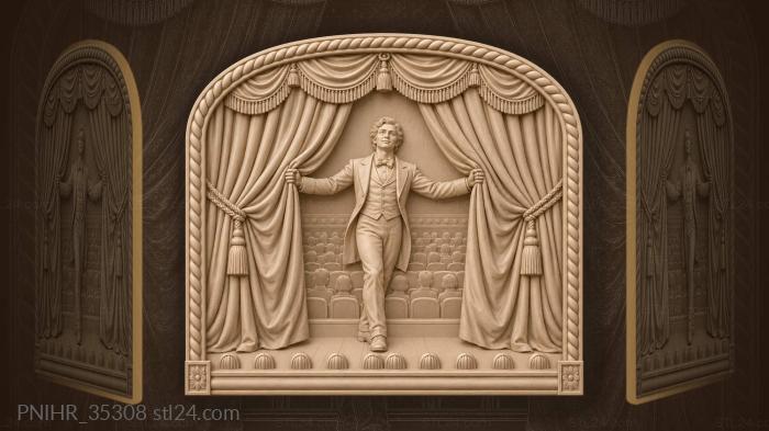 Theatre curtain rising solo performer · Edgar Allan Poe 3d STL model