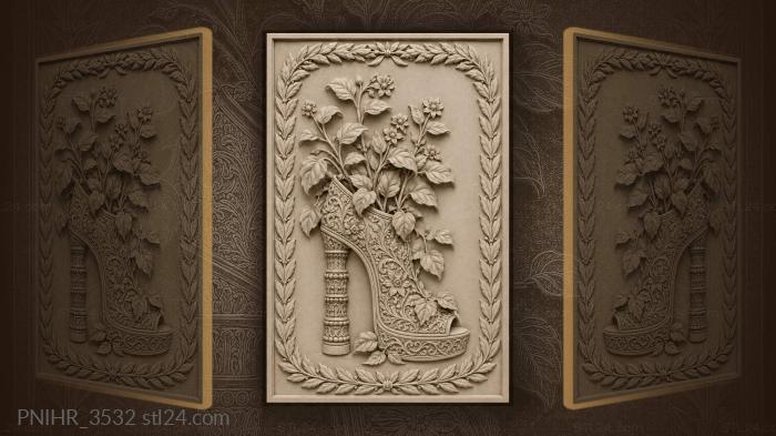 Shoe planter with floral details 3d STL model