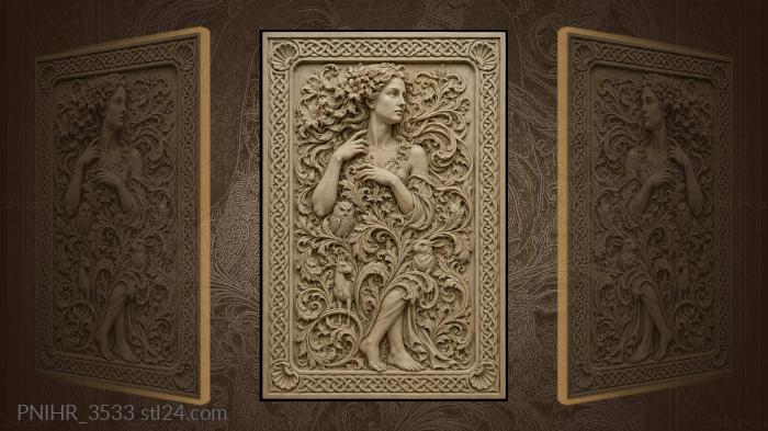 Face among swirling floral life 3d STL model