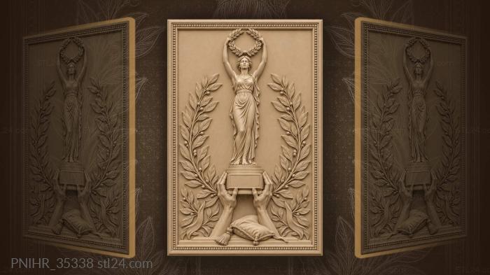 Laurels flank hands raising the trophy 3d STL model