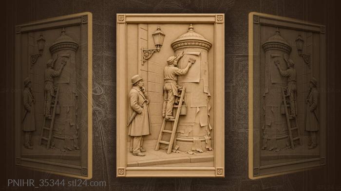 City corner advertising poster scene 3d STL model