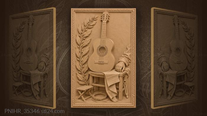 Guitar rest music laurel leaves 3d STL model