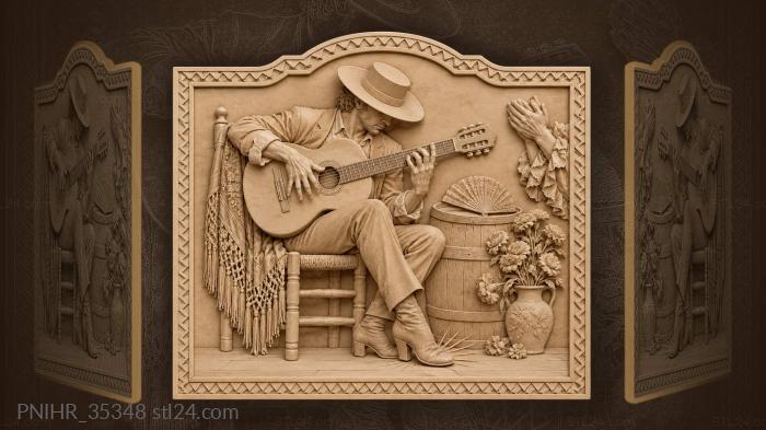Flamenco player strums as hands clap 3d STL model