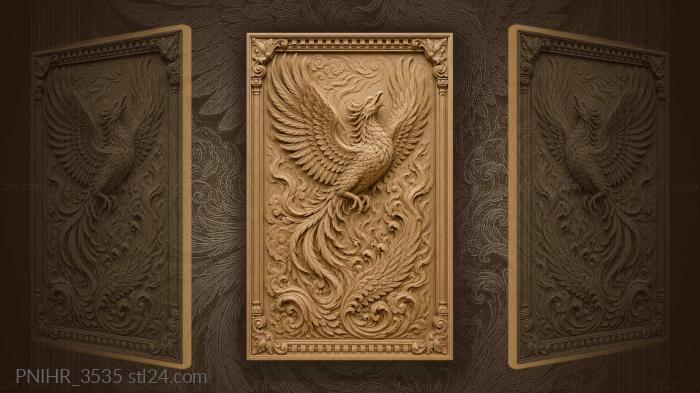 Firebird crying above a mirrored wing 3d STL model