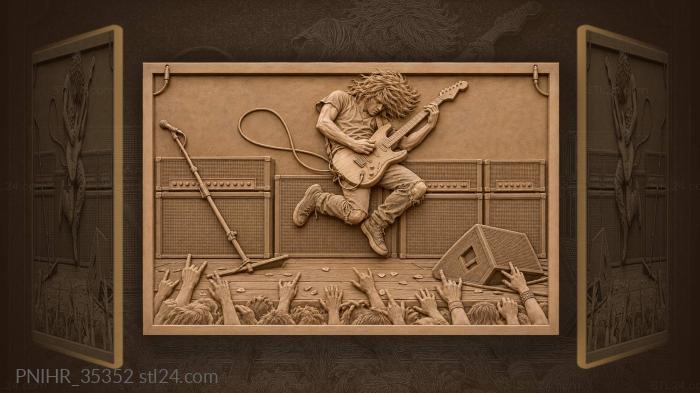 Rocker leaps above stage with guitar 3d STL model