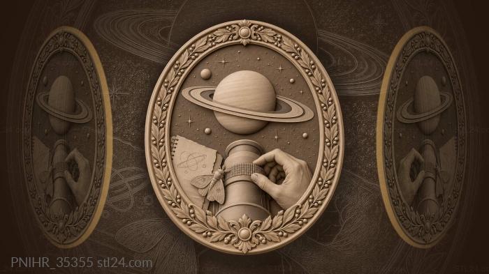 Saturn through antique telescope observation 3d STL model