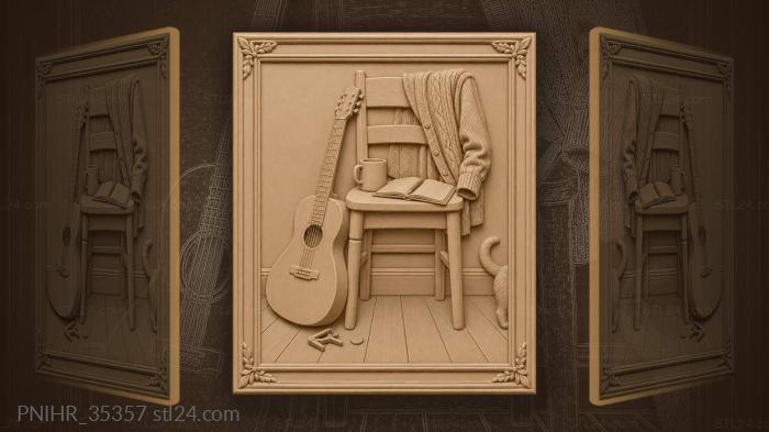 Guitar slipping down the chair leg 3d STL model