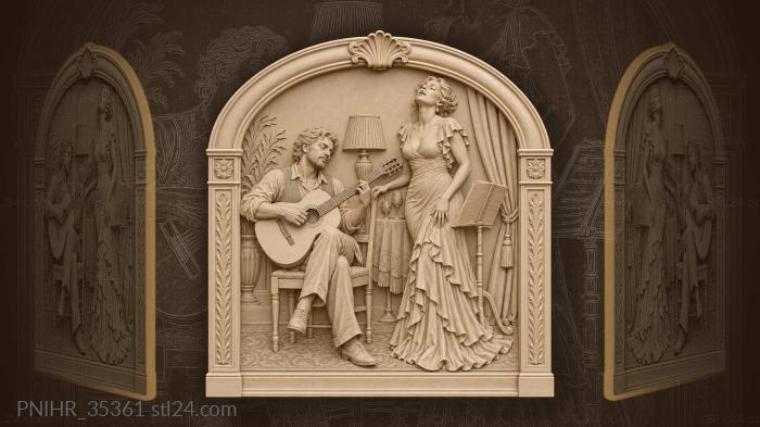 Guitarist and singer under arch 3d STL model