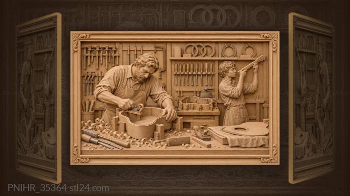 Apprentice sights the neck across busy bench 3d STL model