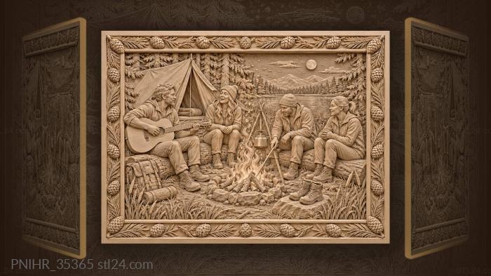 Guitar at the night camp by the tent 3d STL model