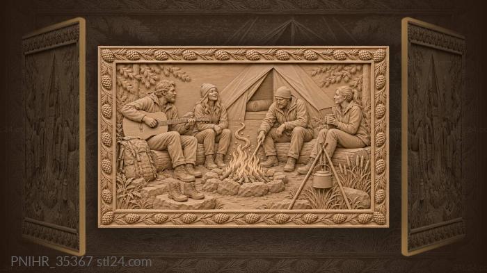 Guitar by the campfire at night 3d STL model