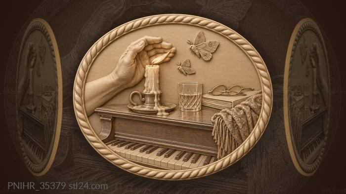 Piano candle moths quiet moment 3d STL model