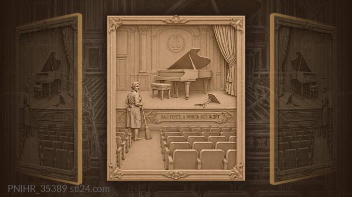 Empty hall piano and waiting cleaner 3d STL model