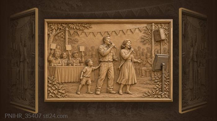 Karaoke night joyful family singing 3d STL model