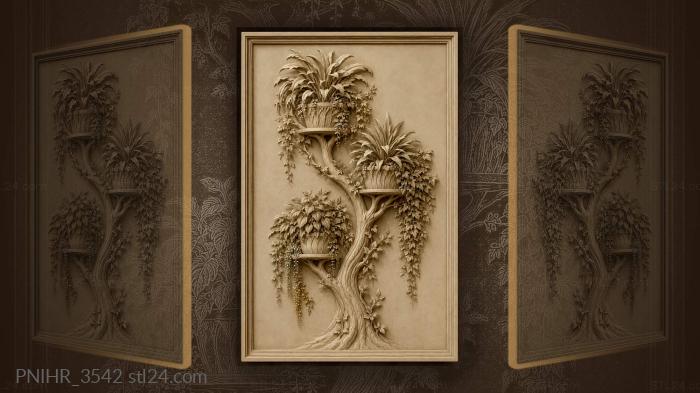 Tree with cascading potted plants 3d STL model