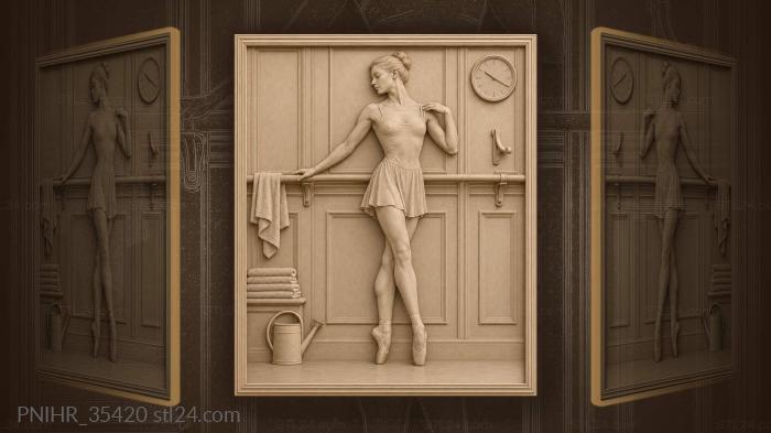 Ballerina corrects her shoulder at the barre 3d STL model