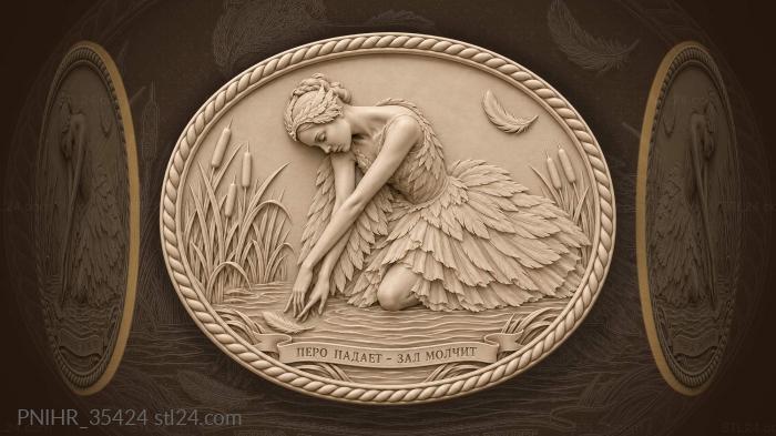 Dying swan dancer with feathers 3d STL model