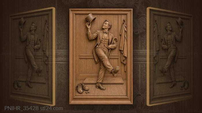 Rhythmic dancer catches hat above singing motto · Charlie Chaplin 3d STL model
