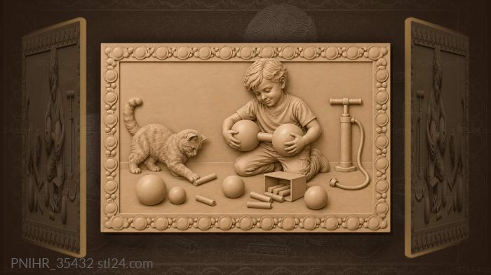 Child’s science playful cat curiosity 3d STL model