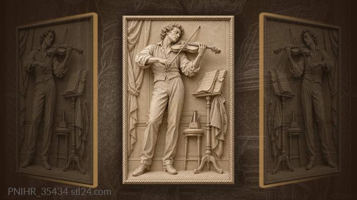 Violinist draws the final notes from strings 3d STL model
