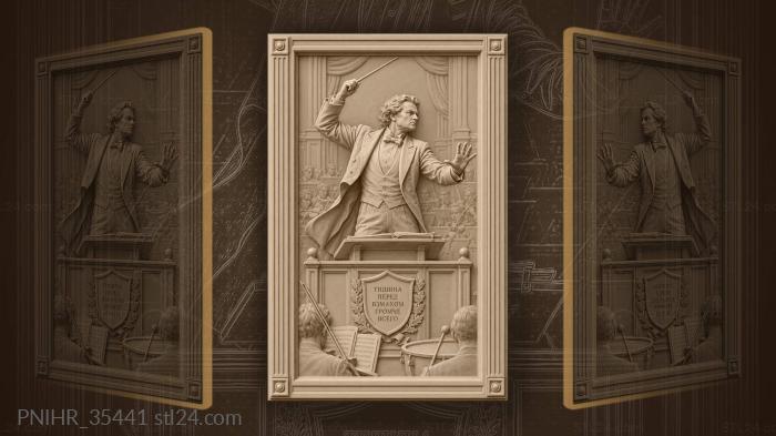 Conductor poised before the orchestra · Ludwig van Beethoven 3d STL model