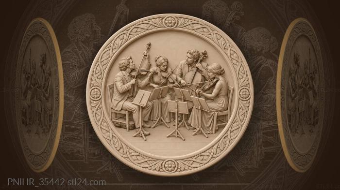 Violinist raises scroll as bows converge 3d STL model