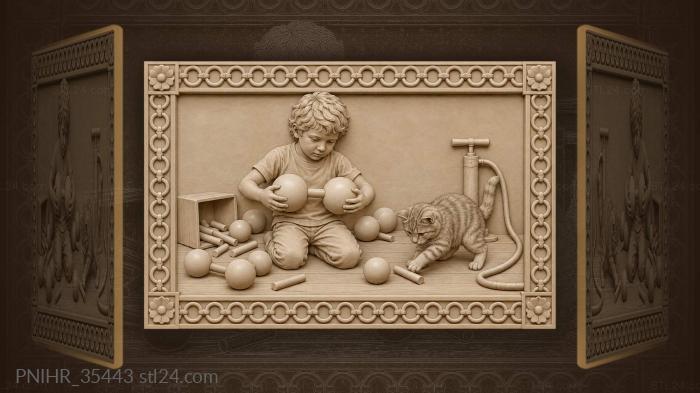 Childs science playful cat molecule 3d STL model