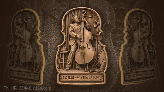 Bassist leads while horn and cymbal answer 3d STL model