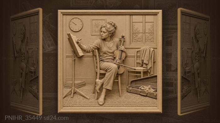 Viola player pausing during practice 3d STL model