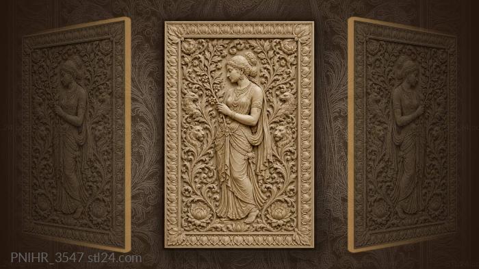 Beast heads around girl with branch 3d STL model