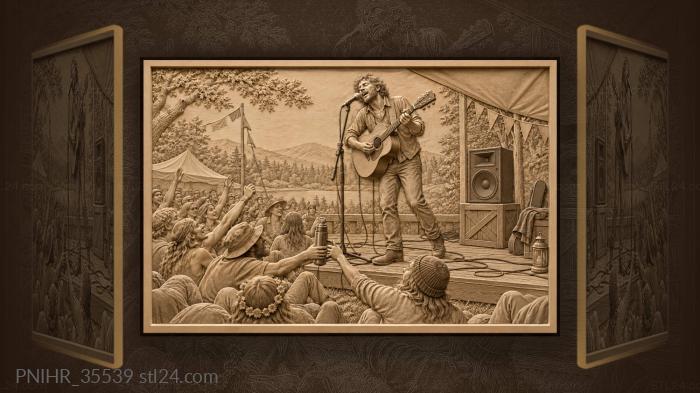 Festival bard with singing crowd 3d STL model