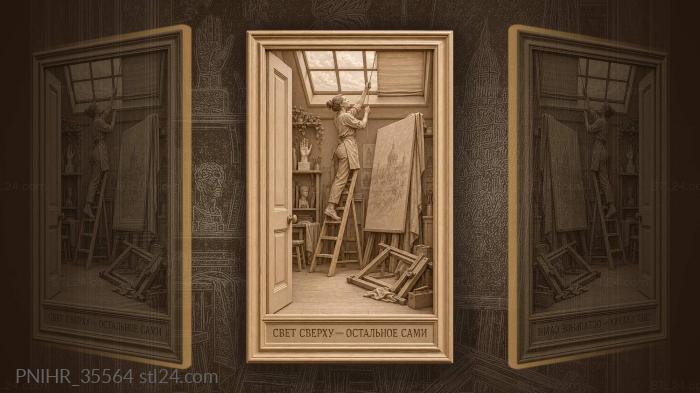 Artists studio with skylight and ladder 3d STL model