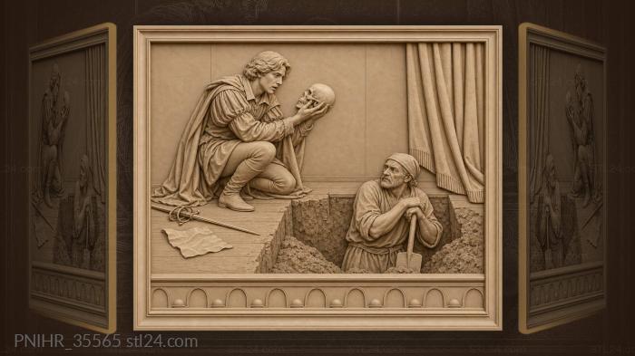 Hamlet and the gravedigger’s contemplation 3d STL model