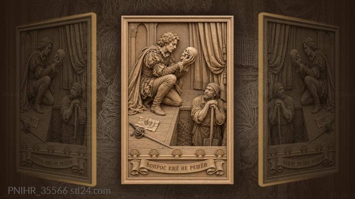 Hamlet and the gravedigger contemplation 3d STL model