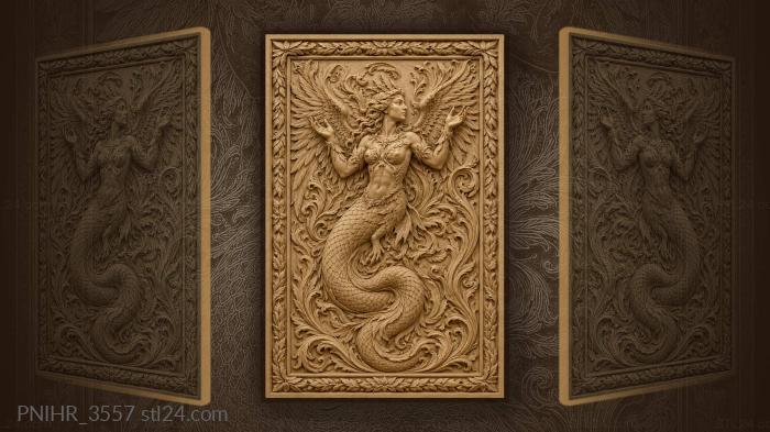 Winged guardian with floral embrace 3d STL model