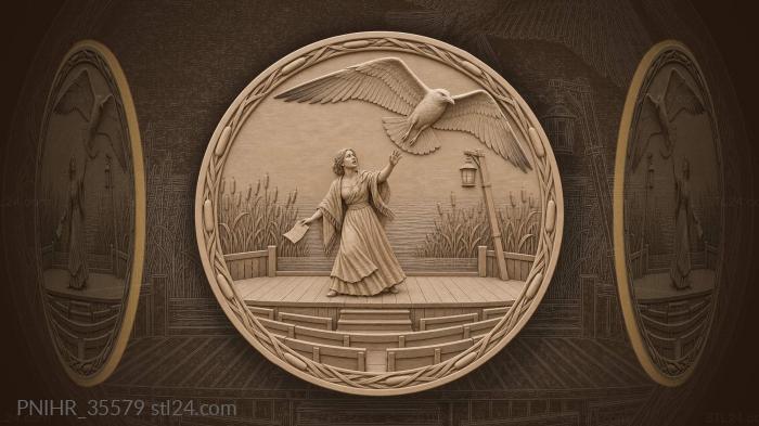 Gull circles above the performing actress 3d STL model