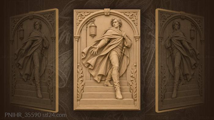 Descending tenor sweeps cloak across stage 3d STL model