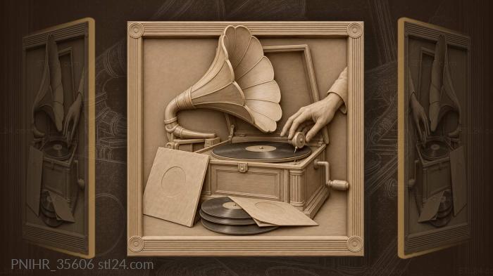 Gramophone starts playing as the needle drops 3d STL model